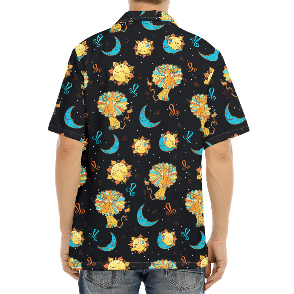 Cute Cartoon Leo Pattern Print Aloha Shirt