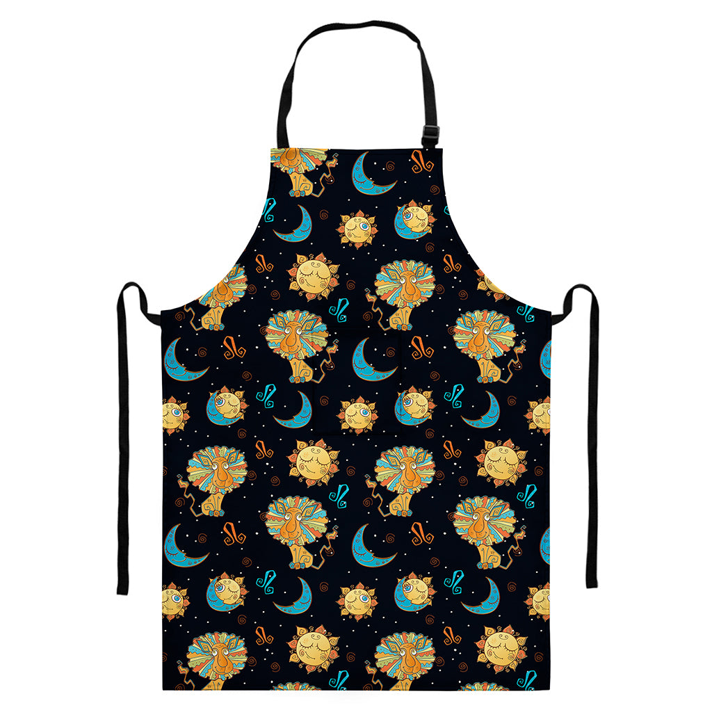 Cute Cartoon Leo Pattern Print Bib Apron With Pocket