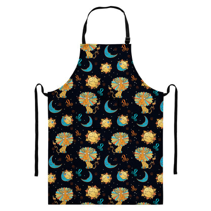 Cute Cartoon Leo Pattern Print Bib Apron With Pocket