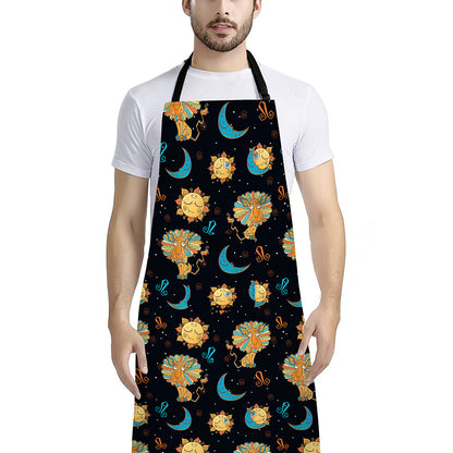Cute Cartoon Leo Pattern Print Bib Apron With Pocket