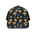 Cute Cartoon Leo Pattern Print Black Mesh Trucker Hat