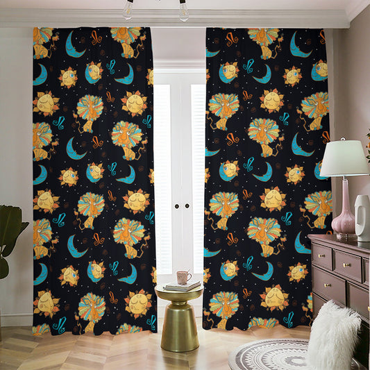 Cute Cartoon Leo Pattern Print Blackout Pencil Pleat Curtains