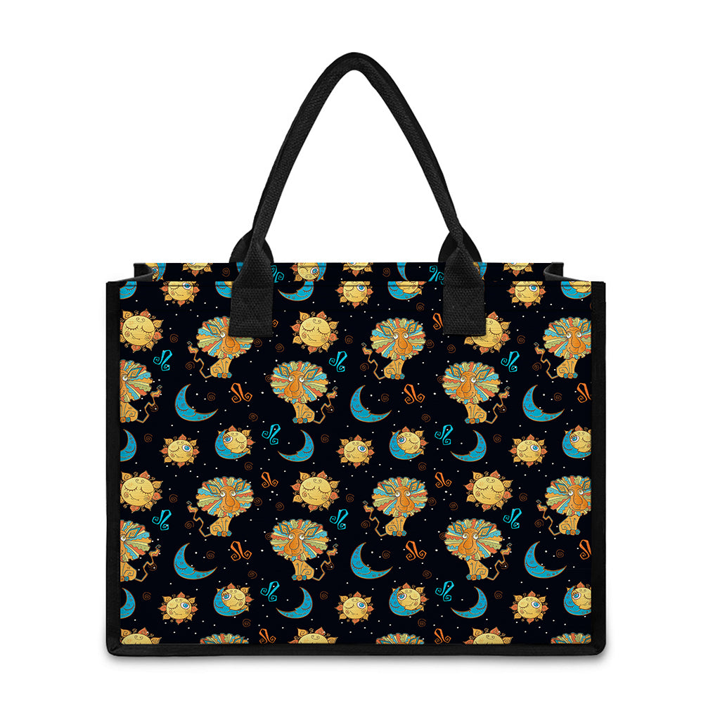 Cute Cartoon Leo Pattern Print Canvas Tote Bag