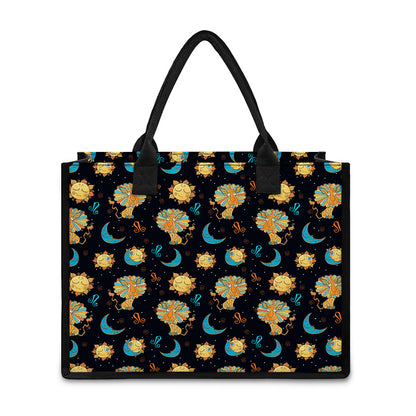 Cute Cartoon Leo Pattern Print Canvas Tote Bag