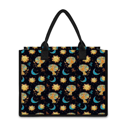 Cute Cartoon Leo Pattern Print Canvas Tote Bag