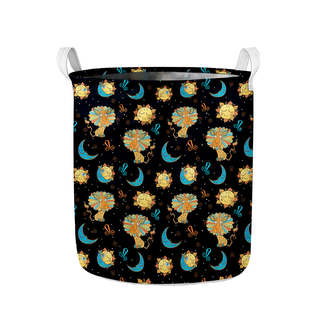 Cute Cartoon Leo Pattern Print Collapsible Laundry Basket