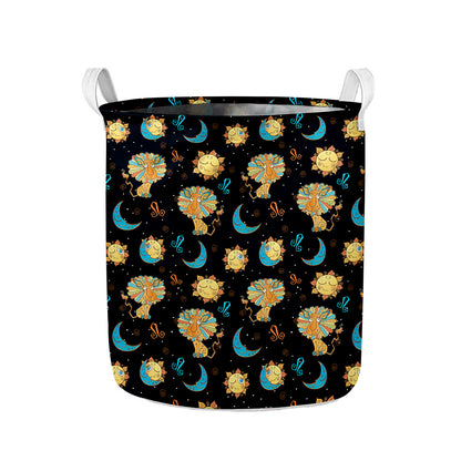 Cute Cartoon Leo Pattern Print Collapsible Laundry Basket