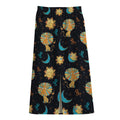 Cute Cartoon Leo Pattern Print Cotton Front Slit Maxi Skirt