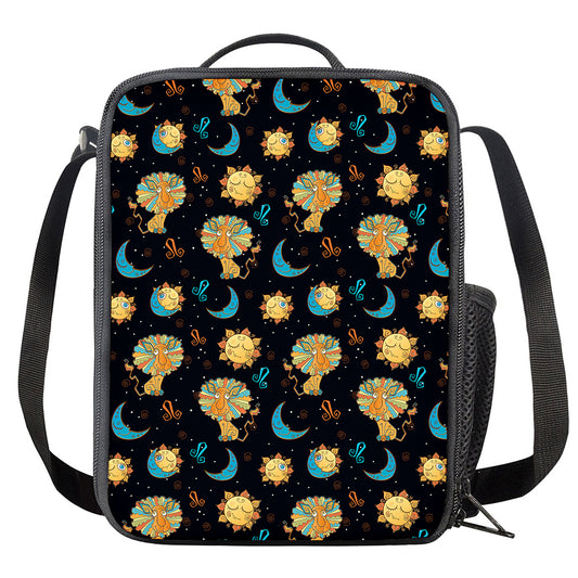 Cute Cartoon Leo Pattern Print Crossbody Lunch Bag