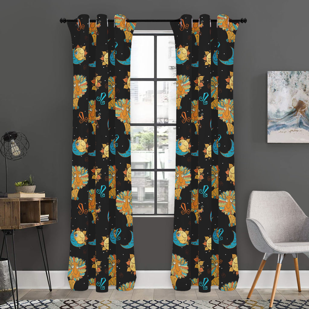 Cute Cartoon Leo Pattern Print Curtain