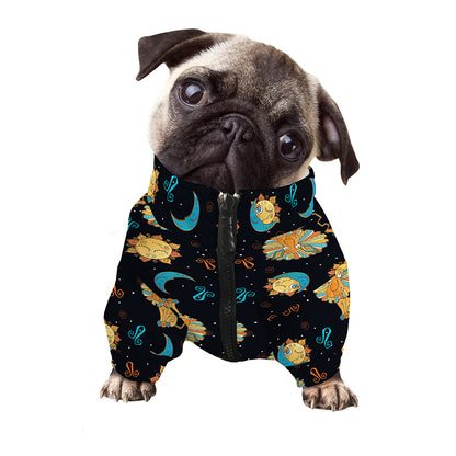 Cute Cartoon Leo Pattern Print Dog Zip Up Jacket