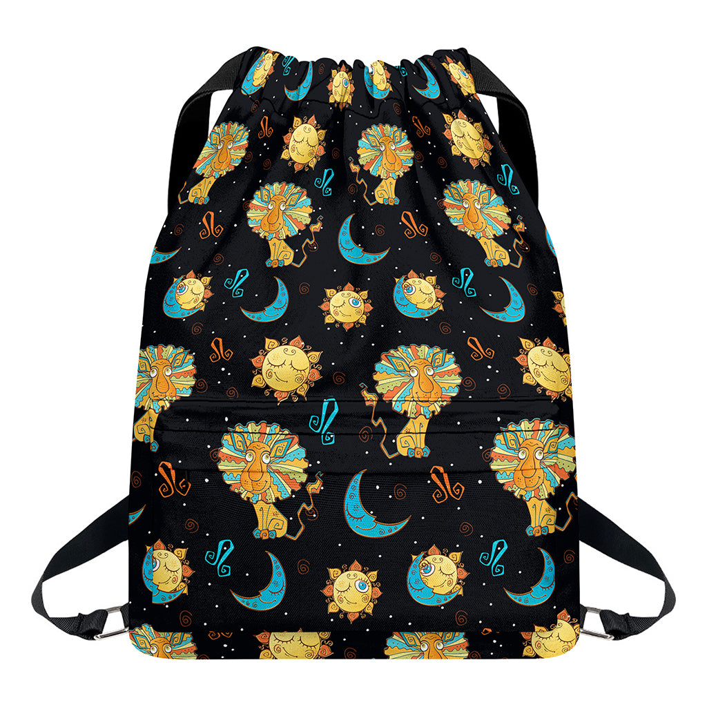 Cute Cartoon Leo Pattern Print Drawstring Backpack
