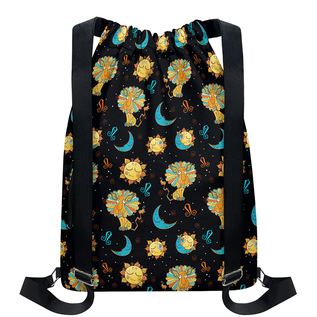 Cute Cartoon Leo Pattern Print Drawstring Backpack