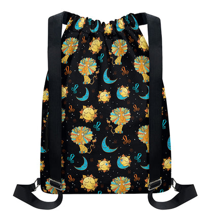Cute Cartoon Leo Pattern Print Drawstring Backpack