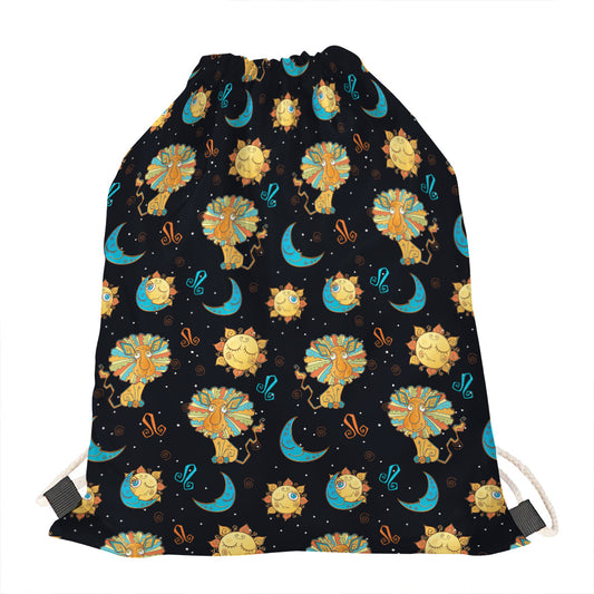 Cute Cartoon Leo Pattern Print Drawstring Bag