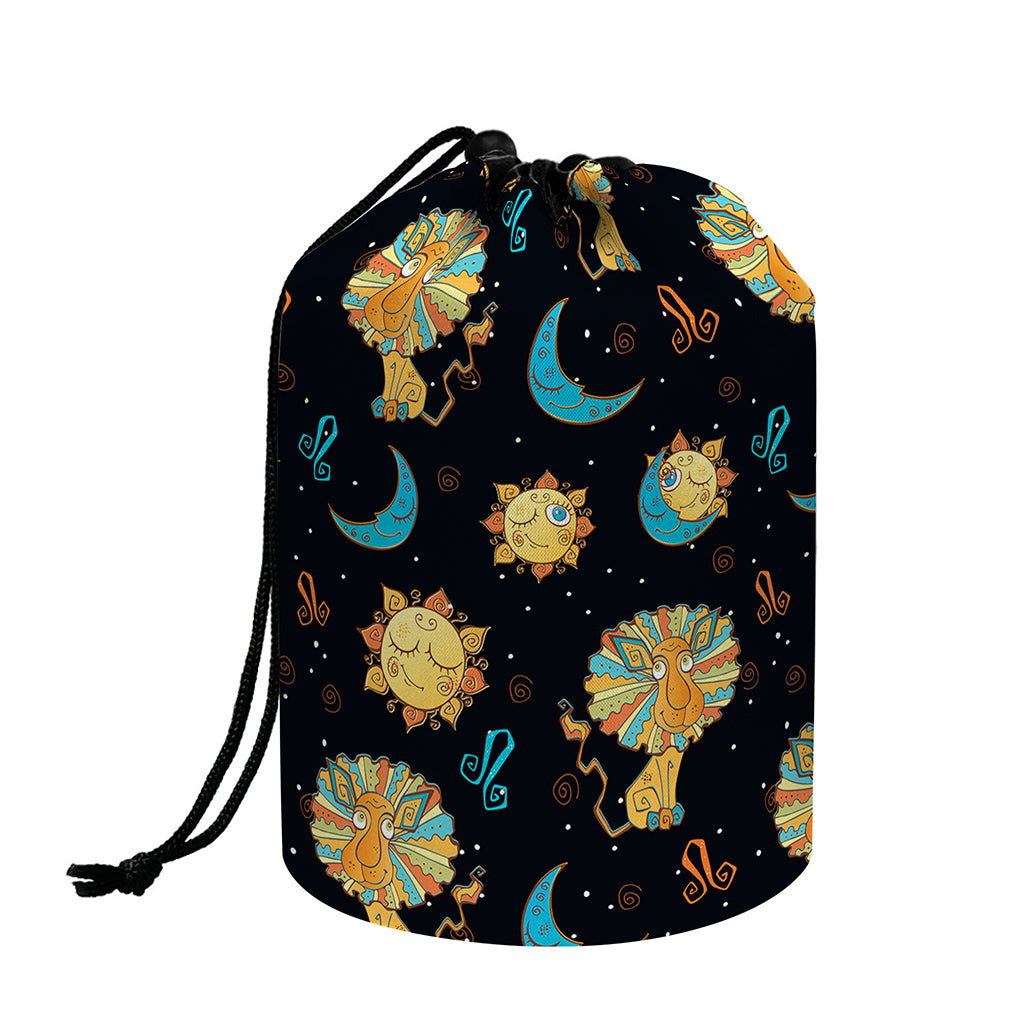 Cute Cartoon Leo Pattern Print Drawstring Makeup Bag