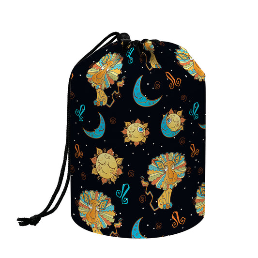 Cute Cartoon Leo Pattern Print Drawstring Makeup Bag