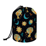 Cute Cartoon Leo Pattern Print Drawstring Makeup Bag