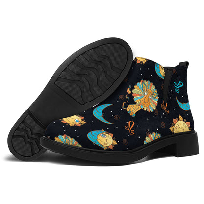 Cute Cartoon Leo Pattern Print Flat Ankle Boots