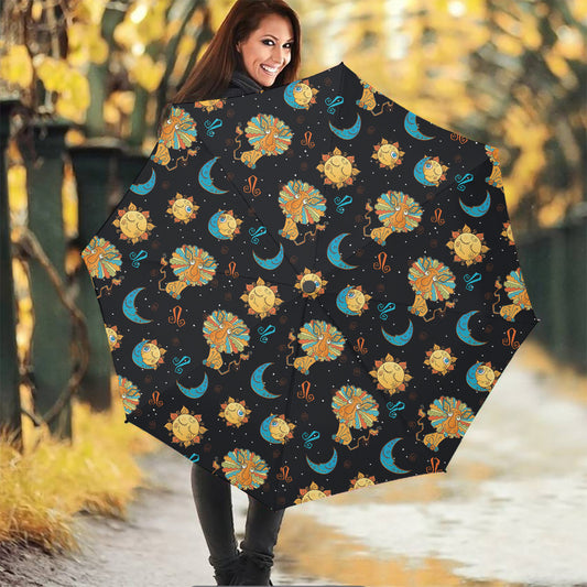 Cute Cartoon Leo Pattern Print Foldable Umbrella
