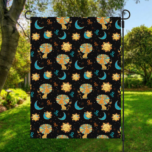 Cute Cartoon Leo Pattern Print Garden Flag