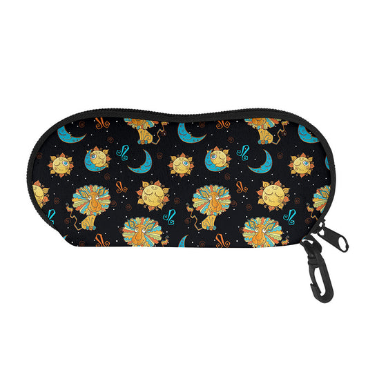 Cute Cartoon Leo Pattern Print Glasses Case
