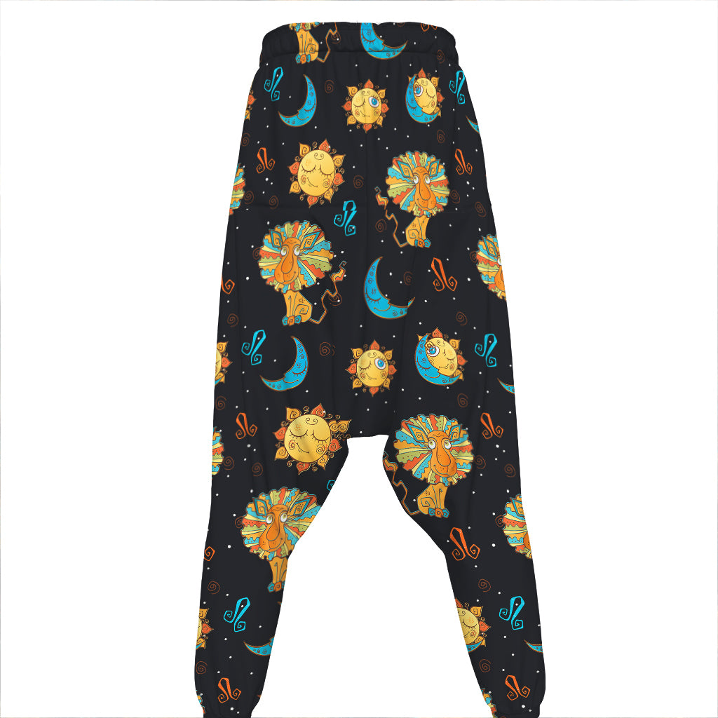 Cute Cartoon Leo Pattern Print Hammer Pants