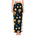 Cute Cartoon Leo Pattern Print High Slit Maxi Skirt
