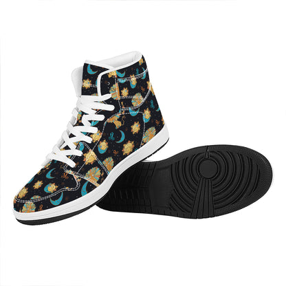 Cute Cartoon Leo Pattern Print High Top Leather Sneakers