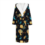 Cute Cartoon Leo Pattern Print Hooded Bathrobe