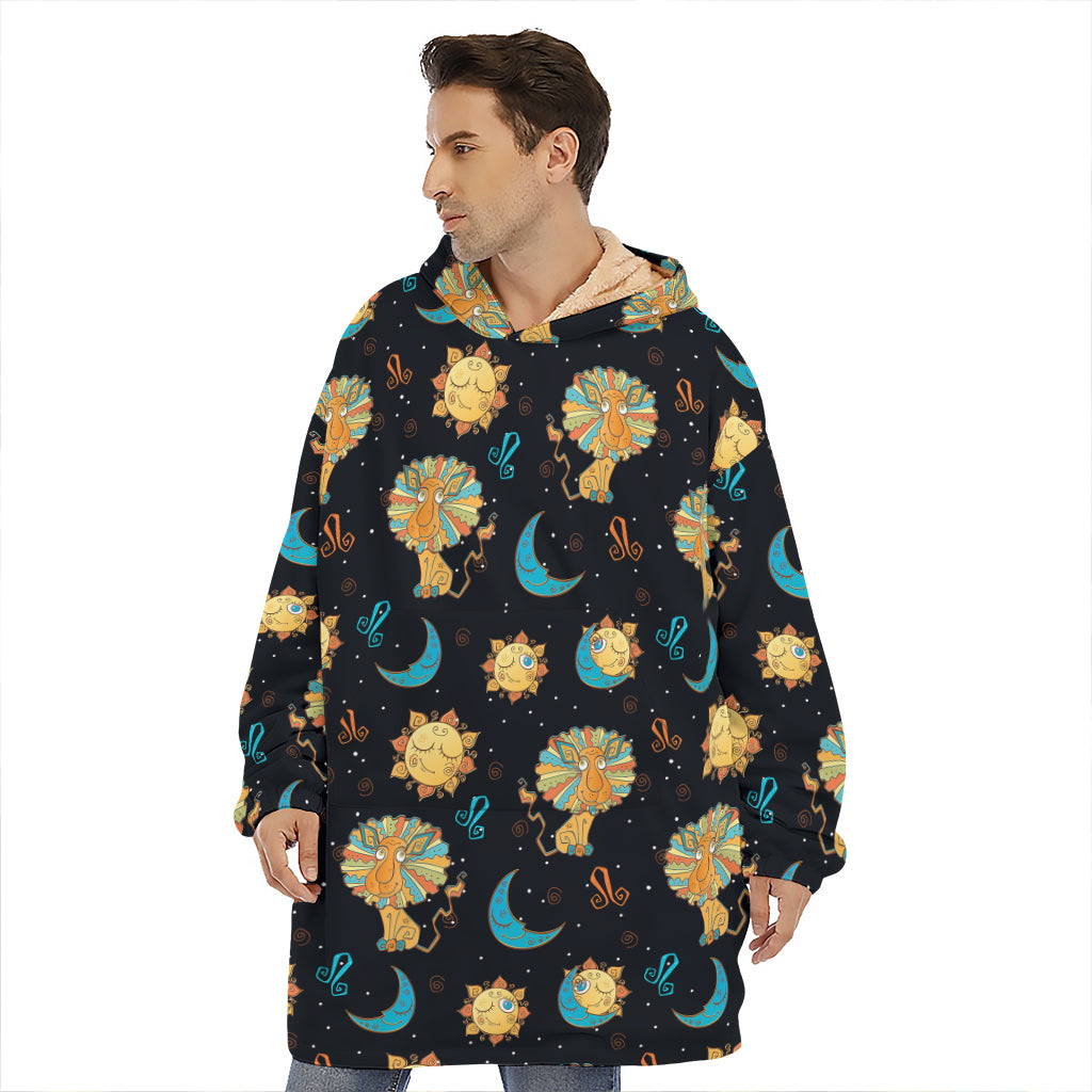 Cute Cartoon Leo Pattern Print Hoodie Blanket