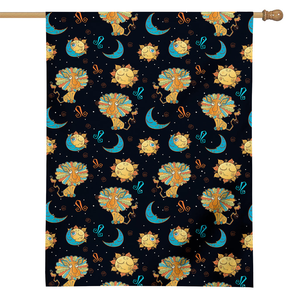 Cute Cartoon Leo Pattern Print House Flag