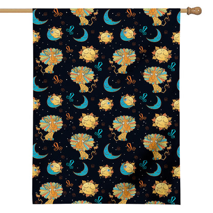 Cute Cartoon Leo Pattern Print House Flag