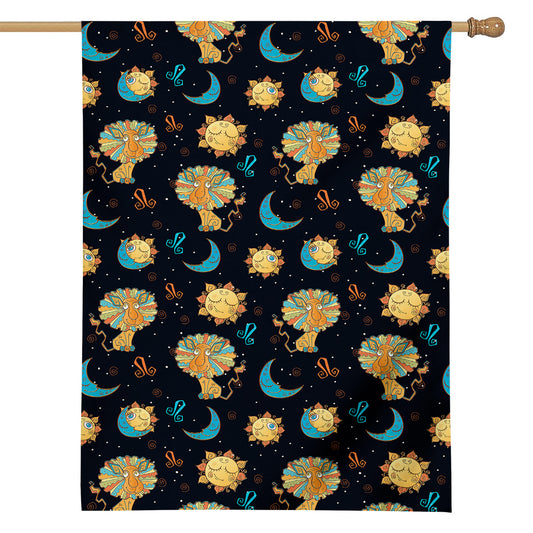 Cute Cartoon Leo Pattern Print House Flag