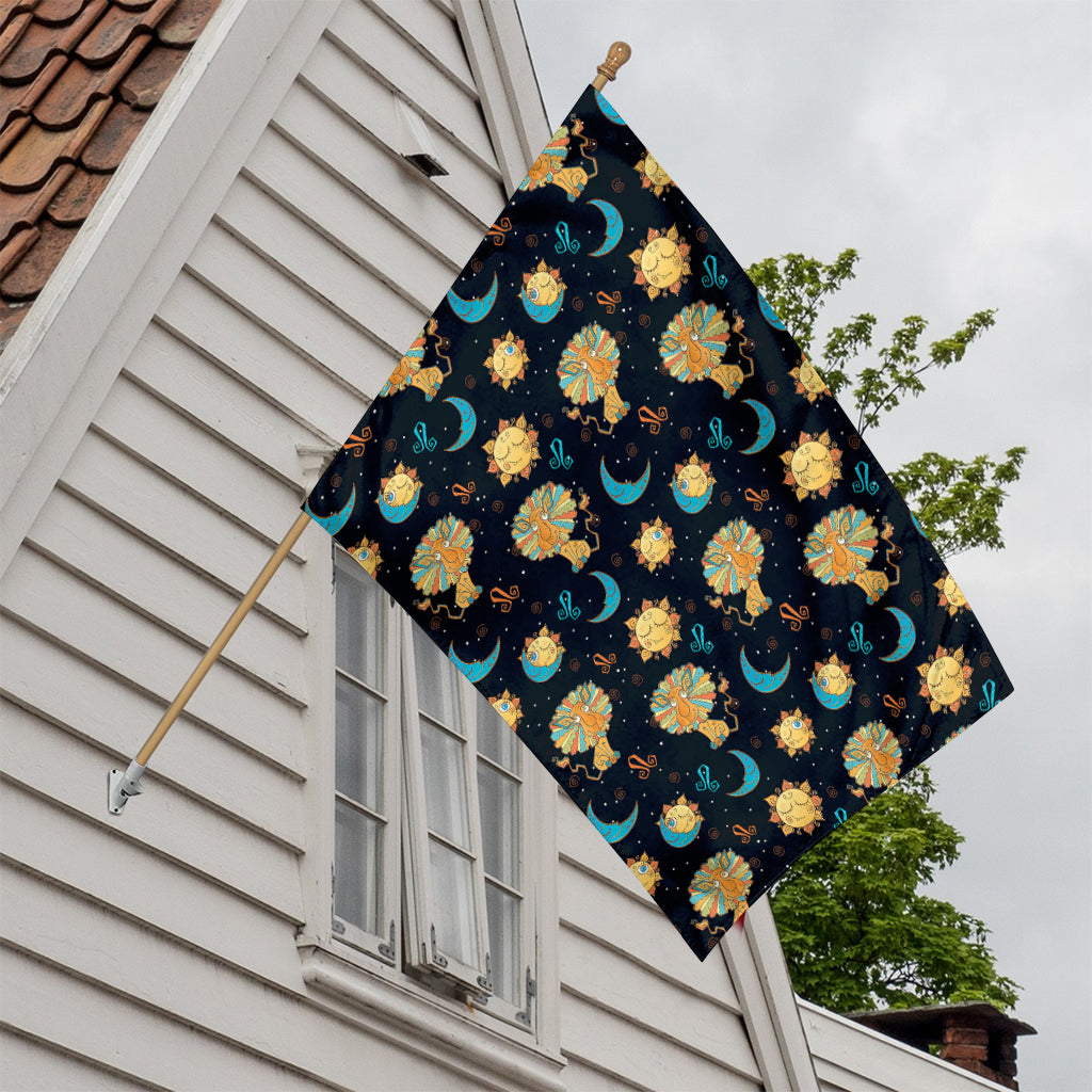 Cute Cartoon Leo Pattern Print House Flag