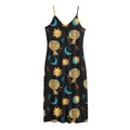 Cute Cartoon Leo Pattern Print Jersey Midi Cami Dress