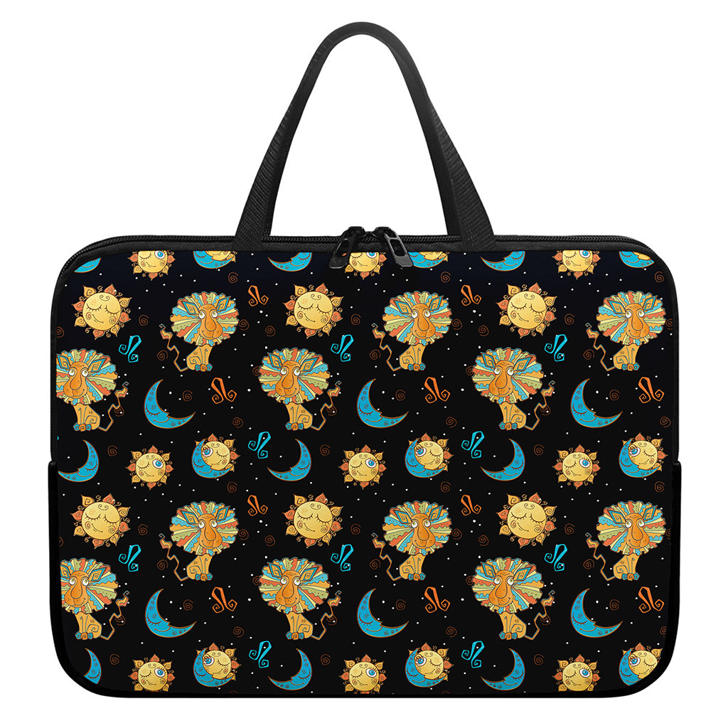 Cute Cartoon Leo Pattern Print Laptop Sleeve With Handle
