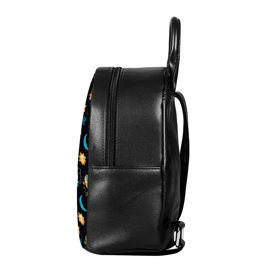 Cute Cartoon Leo Pattern Print Leather Backpack