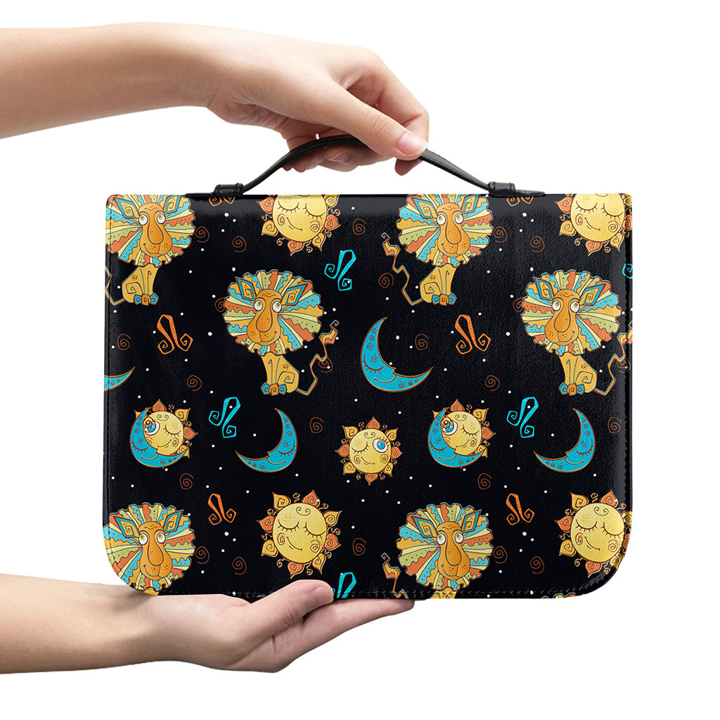 Cute Cartoon Leo Pattern Print Leather Bible Cover