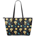 Cute Cartoon Leo Pattern Print Leather Tote Bag With Zipper