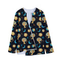 Cute Cartoon Leo Pattern Print Long Sleeve Short Coat