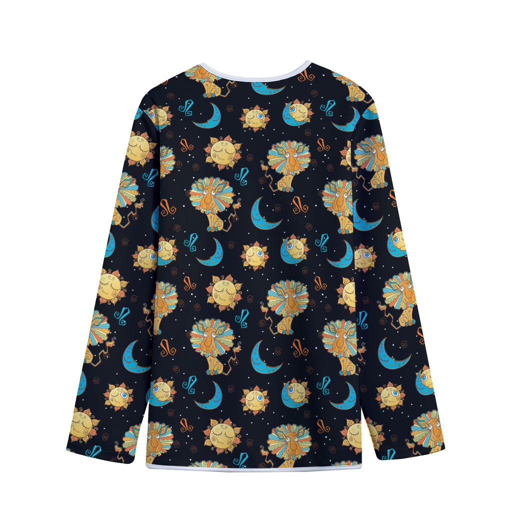 Cute Cartoon Leo Pattern Print Long Sleeve Short Coat