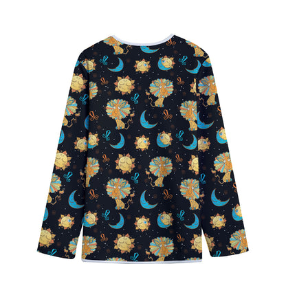 Cute Cartoon Leo Pattern Print Long Sleeve Short Coat
