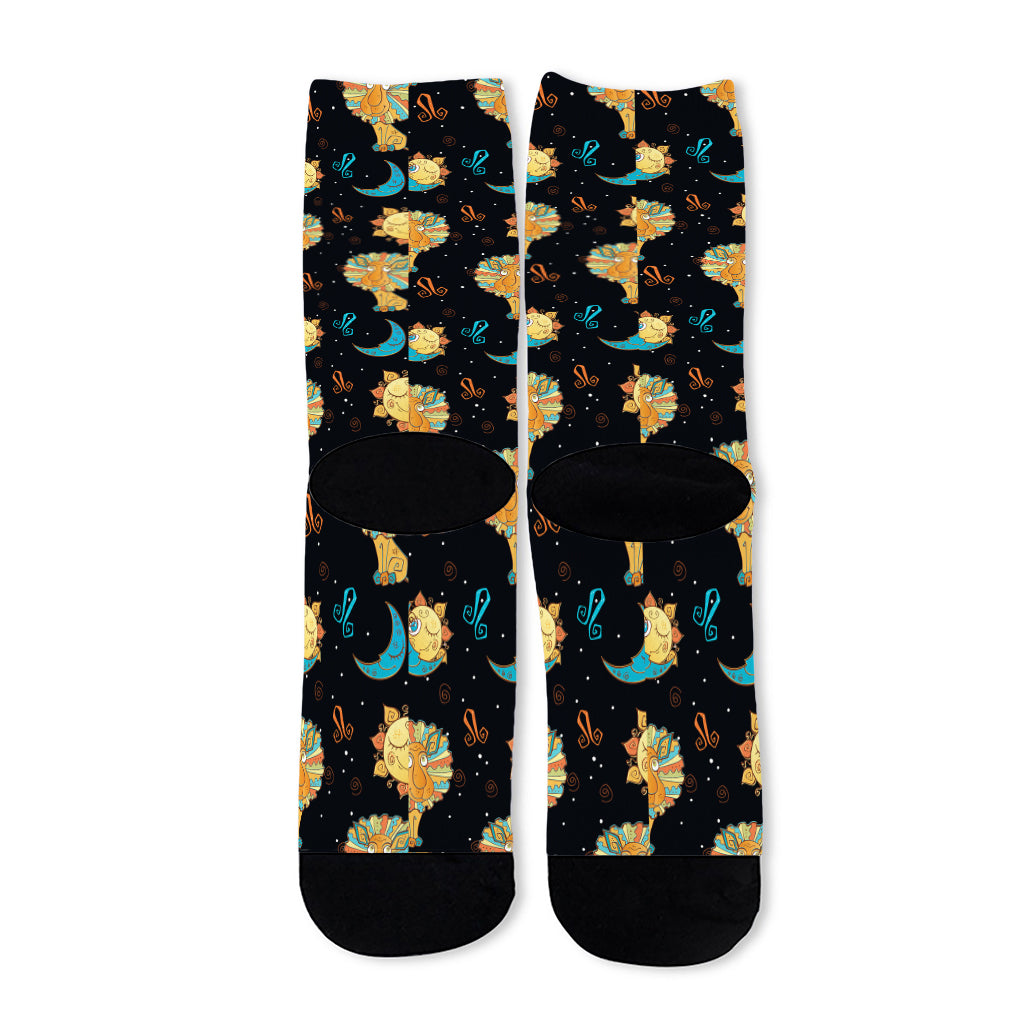 Cute Cartoon Leo Pattern Print Long Socks