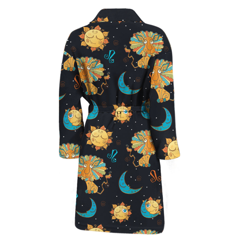 Cute Cartoon Leo Pattern Print Men's Bathrobe
