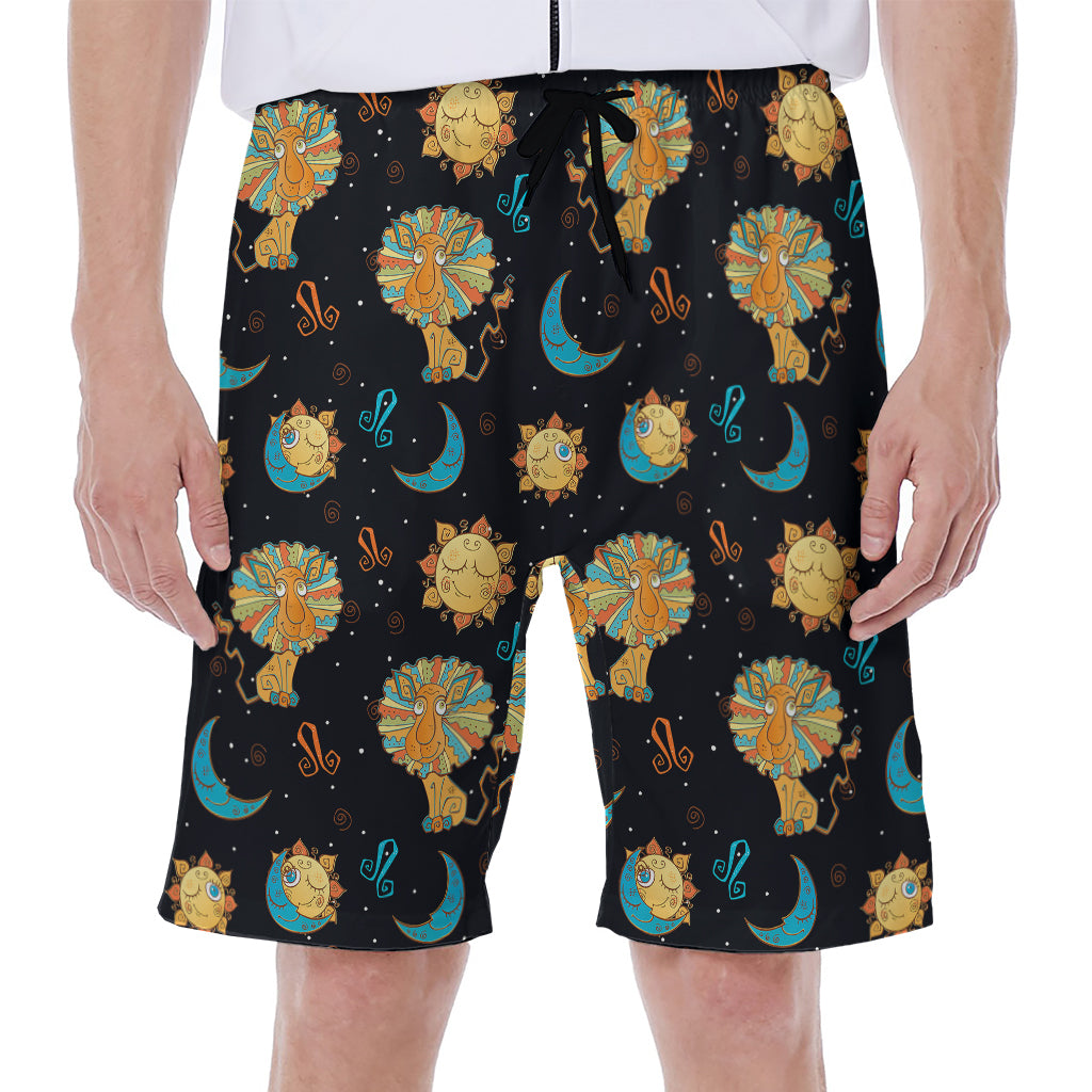Cute Cartoon Leo Pattern Print Men's Beach Shorts