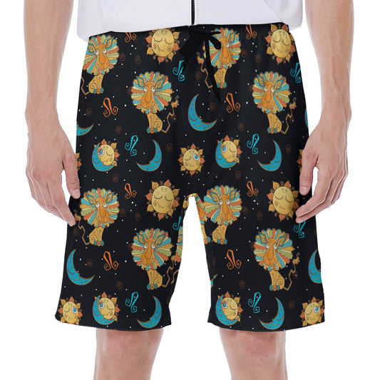 Cute Cartoon Leo Pattern Print Men's Beach Shorts