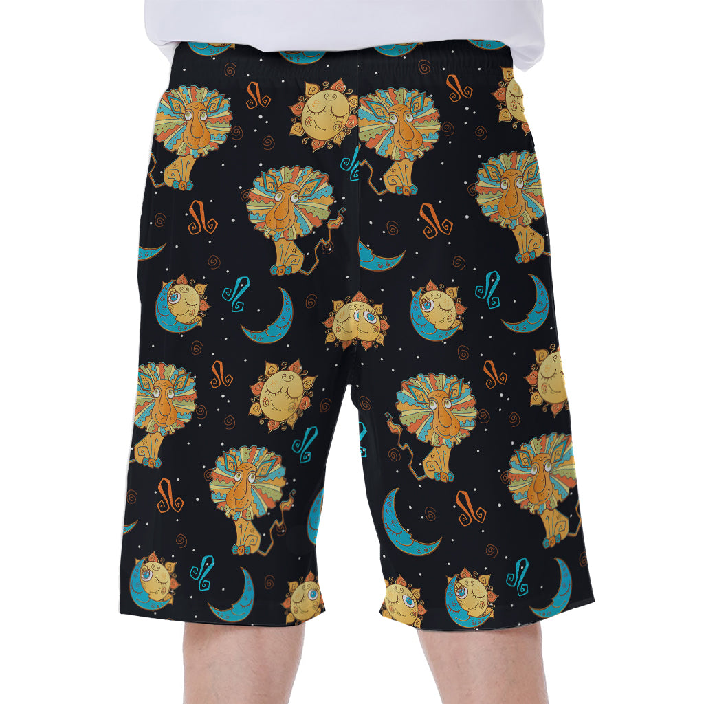 Cute Cartoon Leo Pattern Print Men's Beach Shorts