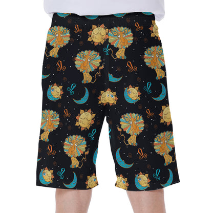 Cute Cartoon Leo Pattern Print Men's Beach Shorts