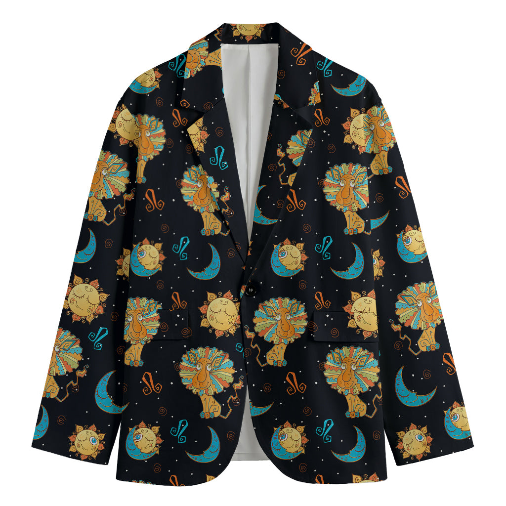 Cute Cartoon Leo Pattern Print Men's Blazer